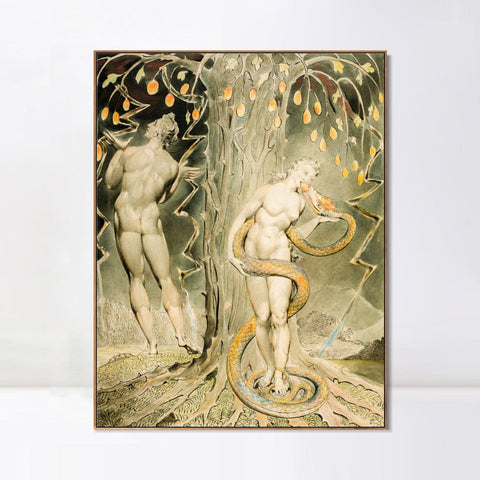 INVIN ART Framed Canvas Giclee Print Art The Temptations and Fall of eve by William Blake Wall Art Living Room Home Office Decorations