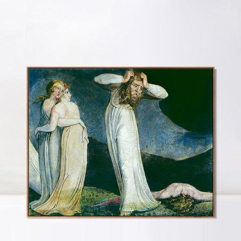INVIN ART Framed Canvas Giclee Print Art Series#031 by William Blake Wall Art Living Room Home Office Decorations