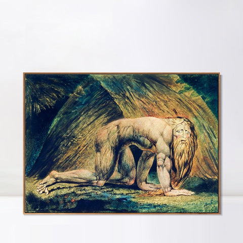 INVIN ART Framed Canvas Giclee Print Art NEBUCHADNEZZAR by William Blake Wall Art Living Room Home Office Decorations