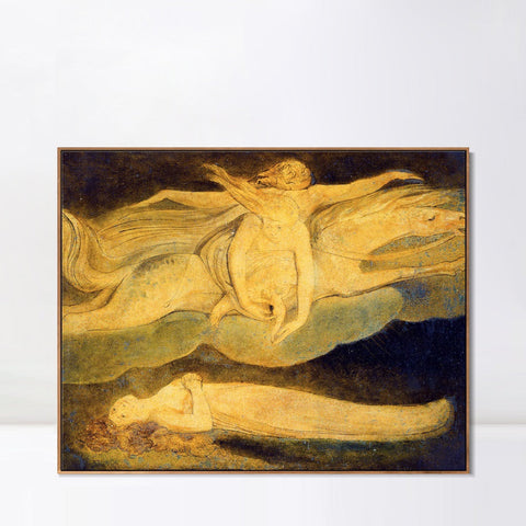 INVIN ART Framed Canvas Giclee Print Art Illustration to Dante's Divine Comedy#2 by William Blake Wall Art Living Room Home Office Decorations