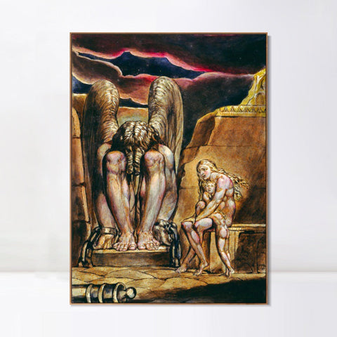 INVIN ART Framed Canvas Giclee Print Art Series#040 by William Blake Wall Art Living Room Home Office Decorations