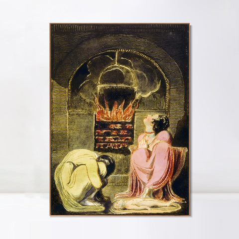 INVIN ART Framed Canvas Giclee Print Art Series#047 by William Blake Wall Art Living Room Home Office Decorations
