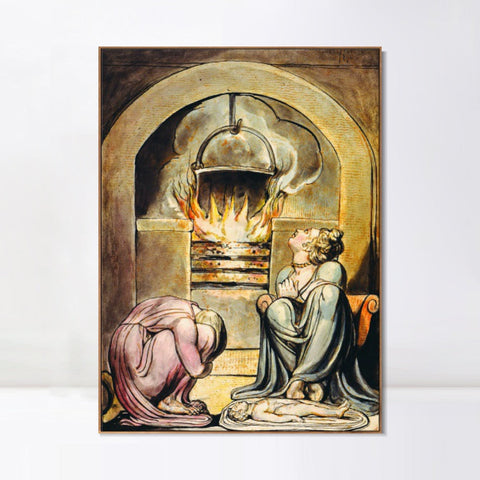 INVIN ART Framed Canvas Giclee Print Art Series#051 by William Blake Wall Art Living Room Home Office Decorations