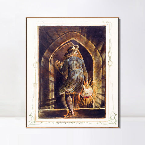 INVIN ART Framed Canvas Giclee Print Art Los Entering the Grave by William Blake Wall Art Living Room Home Office Decorations
