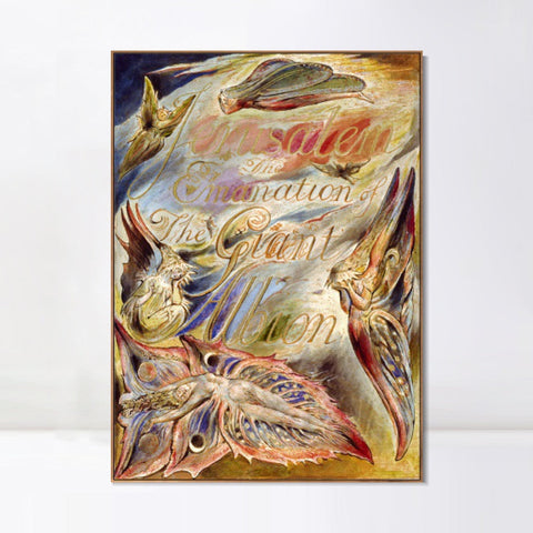 INVIN ART Framed Canvas Giclee Print Art Jerusalem by William Blake Wall Art Living Room Home Office Decorations