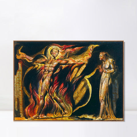 INVIN ART Framed Canvas Giclee Print Art Series#054 by William Blake Wall Art Living Room Home Office Decorations