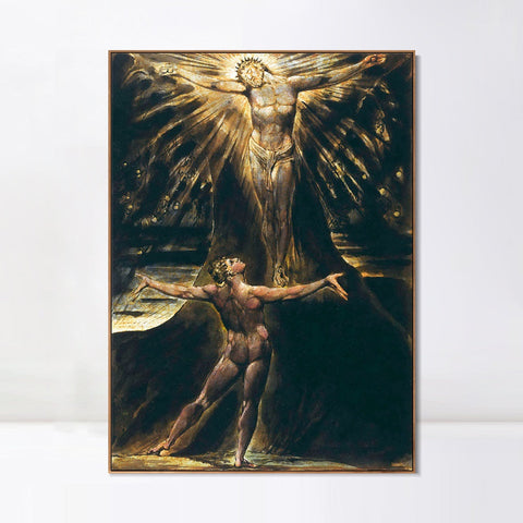 INVIN ART Framed Canvas Giclee Print Art Series#056 by William Blake Wall Art Living Room Home Office Decorations