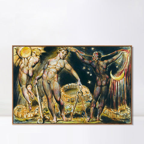 INVIN ART Framed Canvas Giclee Print Art Series#057 by William Blake Wall Art Living Room Home Office Decorations