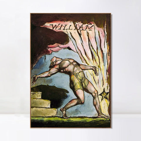 INVIN ART Framed Canvas Giclee Print Art Series#062 by William Blake Wall Art Living Room Home Office Decorations