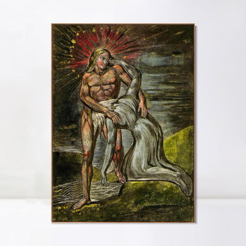 INVIN ART Framed Canvas Giclee Print Art Series#064 by William Blake Wall Art Living Room Home Office Decorations