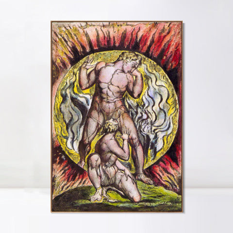 INVIN ART Framed Canvas Giclee Print Art Series#065 by William Blake Wall Art Living Room Home Office Decorations
