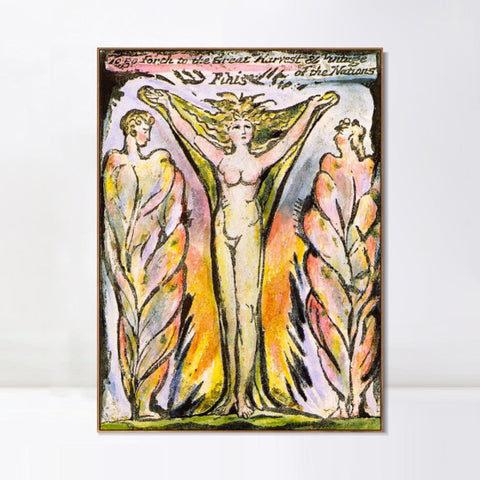 INVIN ART Framed Canvas Giclee Print Art Series#066 by William Blake Wall Art Living Room Home Office Decorations