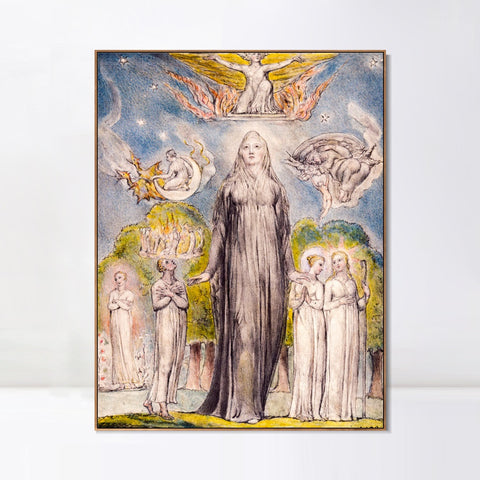 INVIN ART Framed Canvas Giclee Print Art Melancholy by William Blake Wall Art Living Room Home Office Decorations