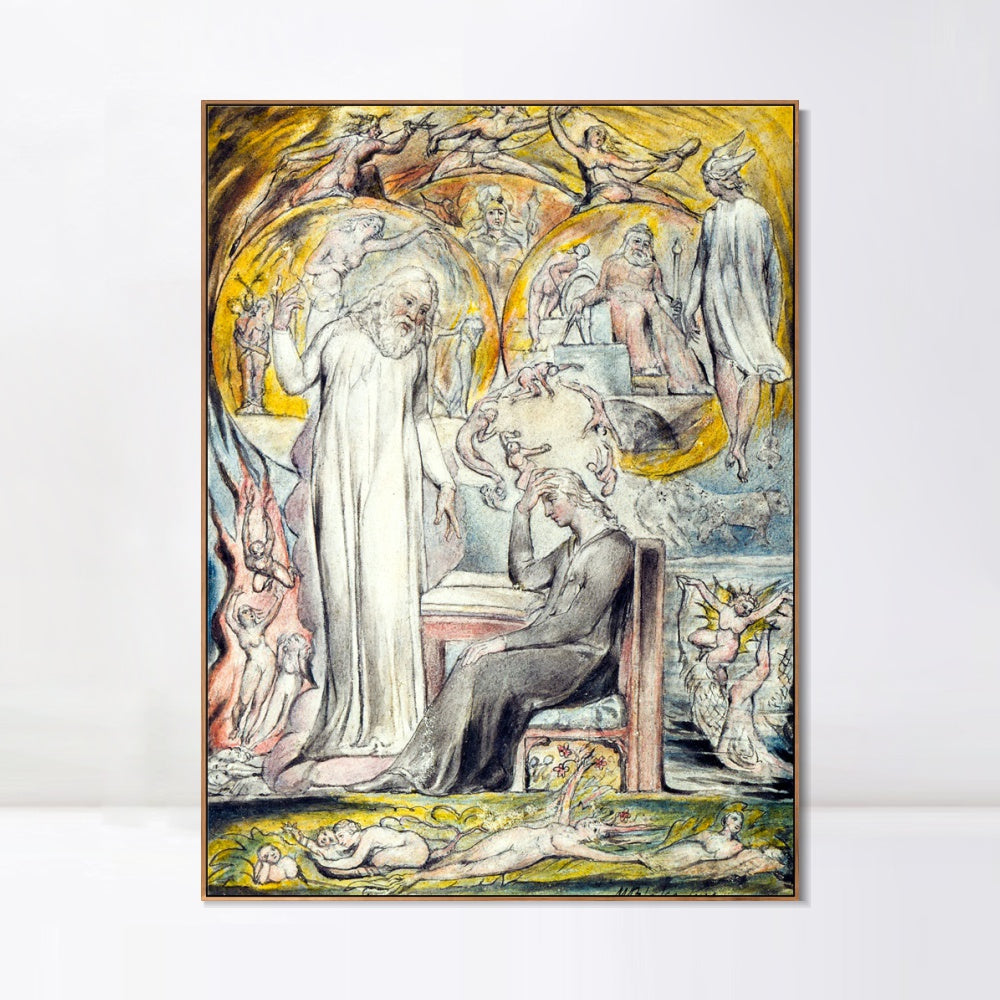 INVIN ART Framed Canvas Giclee Print Art The Spirit of Plato by William Blake Wall Art