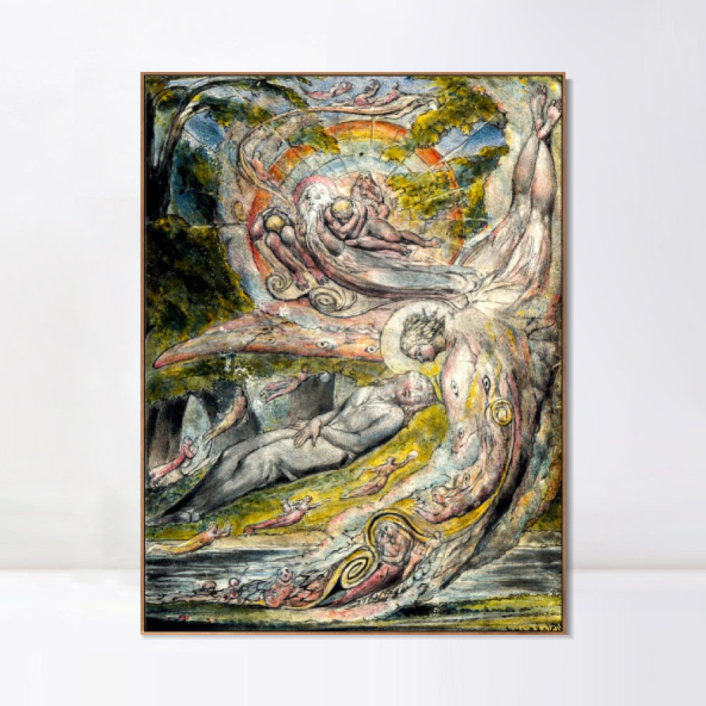INVIN ART Framed Canvas Giclee Print Art Milton's Mysterious Dream by William Blake Wall Art