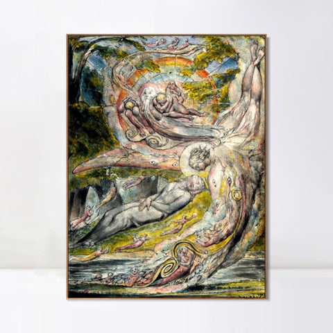 INVIN ART Framed Canvas Giclee Print Art Milton's Mysterious Dream by William Blake Wall Art Living Room Home Office Decorations