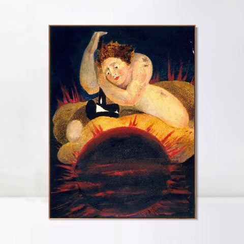 INVIN ART Framed Canvas Giclee Print Art Series#080 by William Blake Wall Art Living Room Home Office Decorations