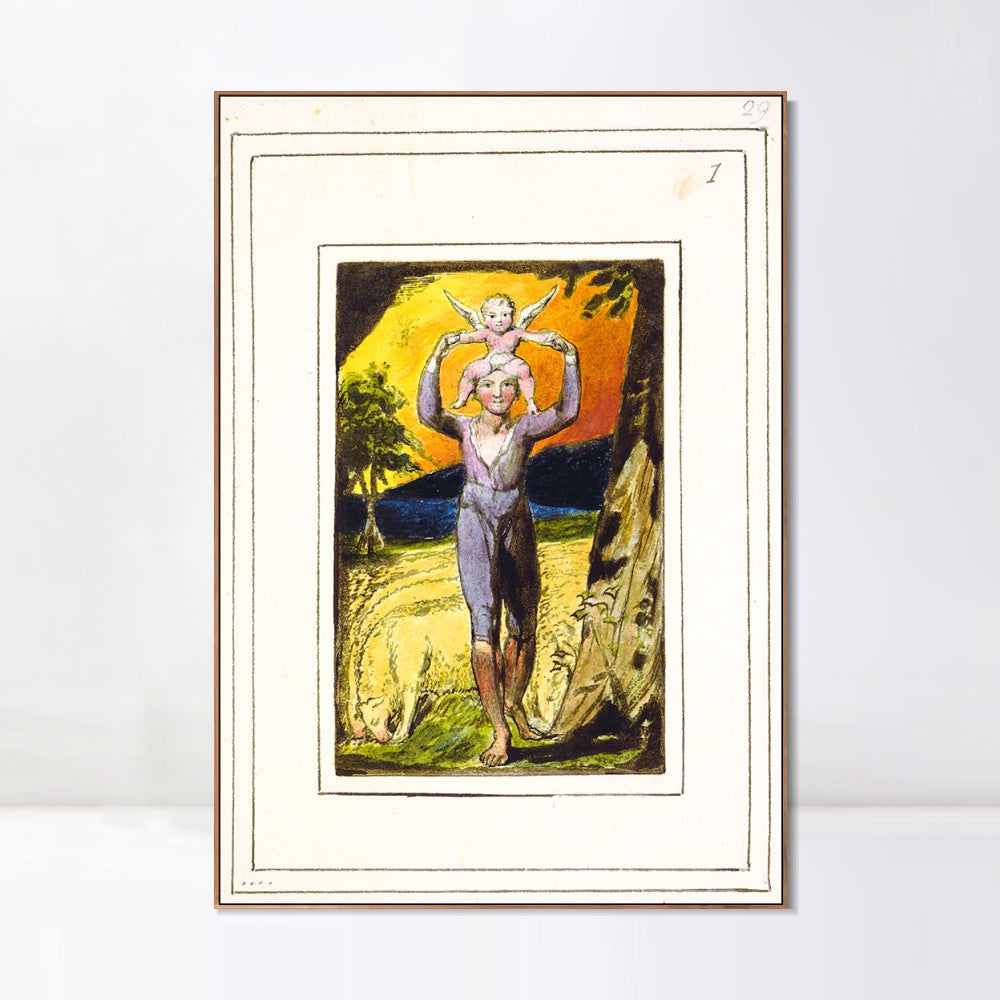 INVIN ART Framed Canvas Giclee Print Art Songs of Innocence and of Experience#4 by William Blake Wall Art