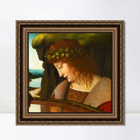 INVIN ART Framed Canvas Art Giclee Print Narcissus by Leonardo da Vinci Wall Art Living Room Home Office Decorations