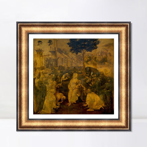 INVIN ART Framed Canvas Art Giclee Print Adoration of the Magi by Leonardo da Vinci Wall Art Living Room Home Office Decorations