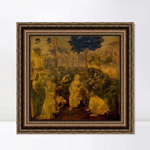 INVIN ART Framed Canvas Art Giclee Print Adoration of the Magi by Leonardo da Vinci Wall Art Living Room Home Office Decorations