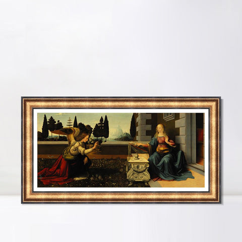 INVIN ART Framed Canvas Art Giclee Print Annunciation by Leonardo da Vinci Wall Art Living Room Home Office Decorations