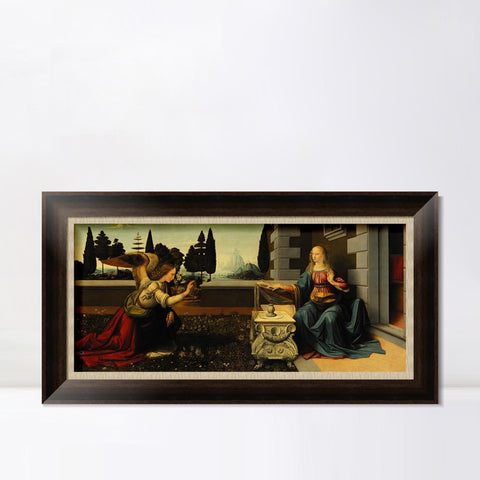 INVIN ART Framed Canvas Art Giclee Print Annunciation by Leonardo da Vinci Wall Art Living Room Home Office Decorations