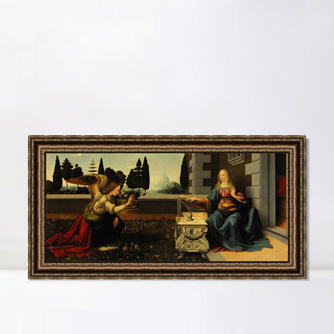 INVIN ART Framed Canvas Art Giclee Print Annunciation by Leonardo da Vinci Wall Art Living Room Home Office Decorations
