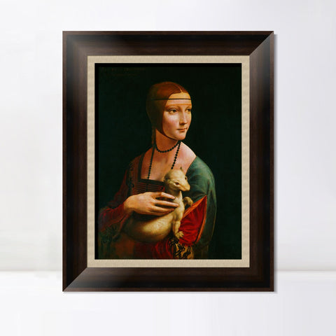 INVIN ART Framed Canvas Art Giclee Print La Dama con LErmellino Stampa by Leonardo da Vinci Wall Art Living Room Home Office Decorations