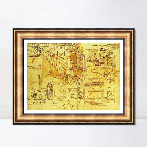 INVIN ART Framed Canvas Art Giclee Print Series#014 by Leonardo da Vinci Wall Art Living Room Home Office Decorations