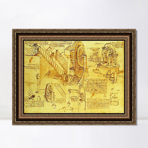 INVIN ART Framed Canvas Art Giclee Print Series#014 by Leonardo da Vinci Wall Art Living Room Home Office Decorations