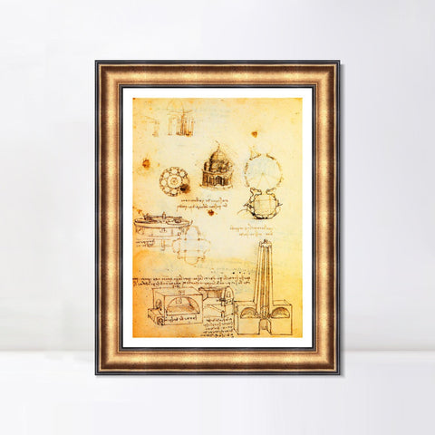 INVIN ART Framed Canvas Art Giclee Print Series#048 by Leonardo da Vinci Wall Art Living Room Home Office Decorations