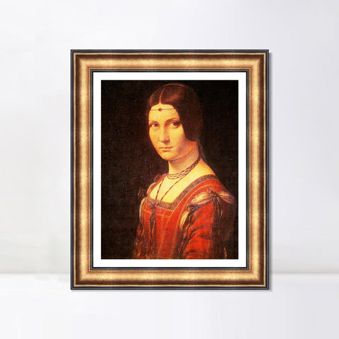 INVIN ART Framed Canvas Art Giclee Print La belle Ferroniere by Leonardo da Vinci Wall Art Living Room Home Office Decorations