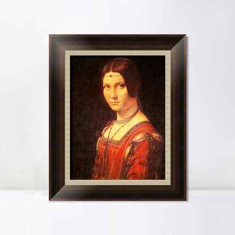 INVIN ART Framed Canvas Art Giclee Print La belle Ferroniere by Leonardo da Vinci Wall Art Living Room Home Office Decorations