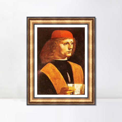 INVIN ART Framed Canvas Art Giclee Print Portrait of a Young Man by Leonardo da Vinci Wall Art Living Room Home Office Decorations
