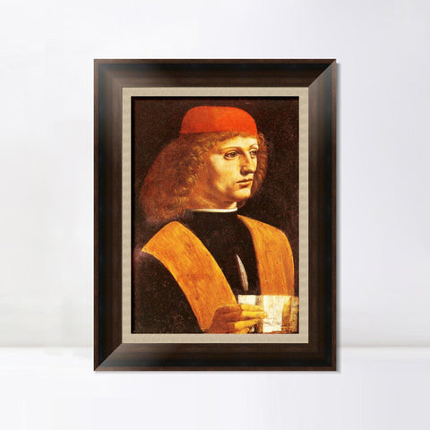 INVIN ART Framed Canvas Art Giclee Print Portrait of a Young Man by Leonardo da Vinci Wall Art Living Room Home Office Decorations