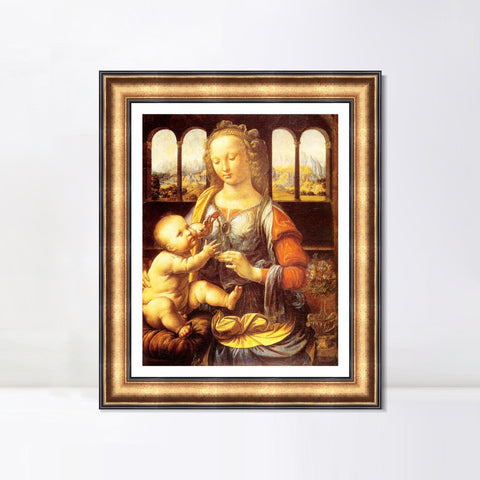 INVIN ART Framed Canvas Art Giclee Print Madonna with the Carnation by Leonardo da Vinci Wall Art Living Room Home Office Decorations