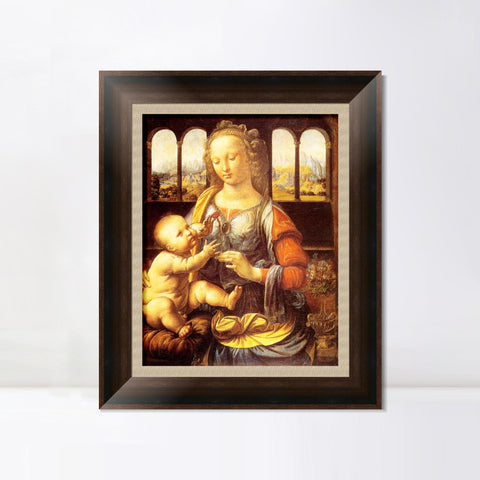 INVIN ART Framed Canvas Art Giclee Print Madonna with the Carnation by Leonardo da Vinci Wall Art Living Room Home Office Decorations