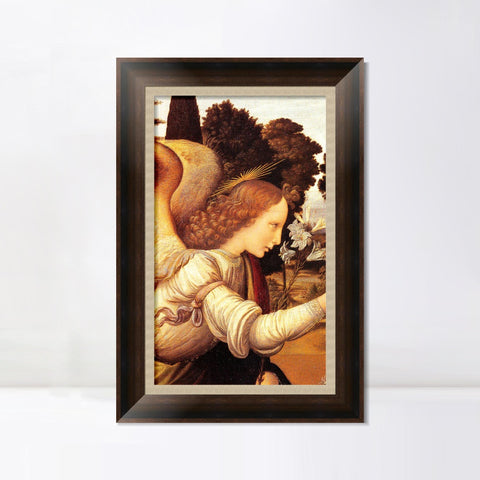 INVIN ART Framed Canvas Art Giclee Print detail of the annunciation#2 by Leonardo da Vinci Wall Art Living Room Home Office Decorations