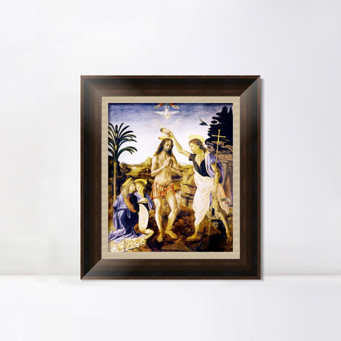 INVIN ART Framed Canvas Art Giclee Print The Baptism of Christ. c.1472-1475 by Leonardo da Vinci Wall Art Living Room Home Office Decorations
