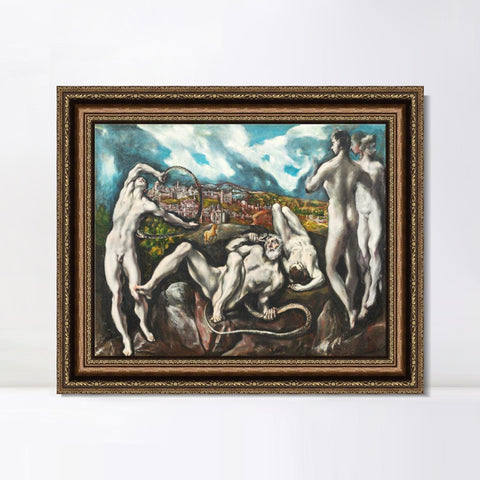 INVIN ART Framed Canvas Art Giclee Print Christ Laocoon,1614 by El Greco Wall Art Living Room Home Office Decorations