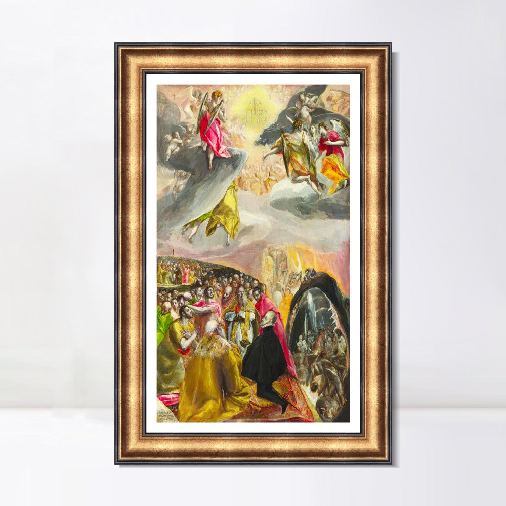 INVIN ART Framed Canvas Art Giclee Print The Adoration of The Name of Jesus Poster by El Greco Wall Art