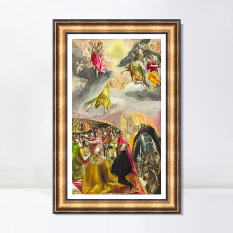 INVIN ART Framed Canvas Art Giclee Print The Adoration of The Name of Jesus Poster by El Greco Wall Art Living Room Home Office Decorations