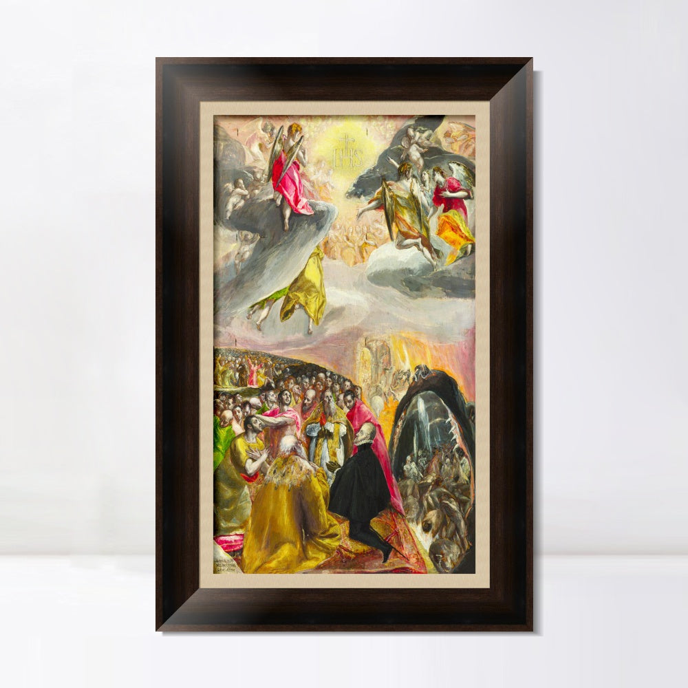 INVIN ART Framed Canvas Art Giclee Print The Adoration of The Name of Jesus Poster by El Greco Wall Art