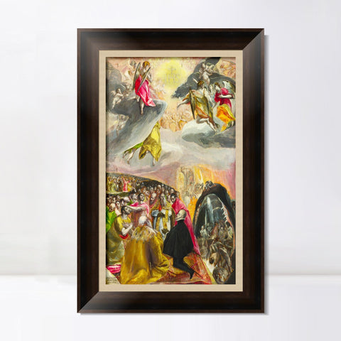 INVIN ART Framed Canvas Art Giclee Print The Adoration of The Name of Jesus Poster by El Greco Wall Art Living Room Home Office Decorations