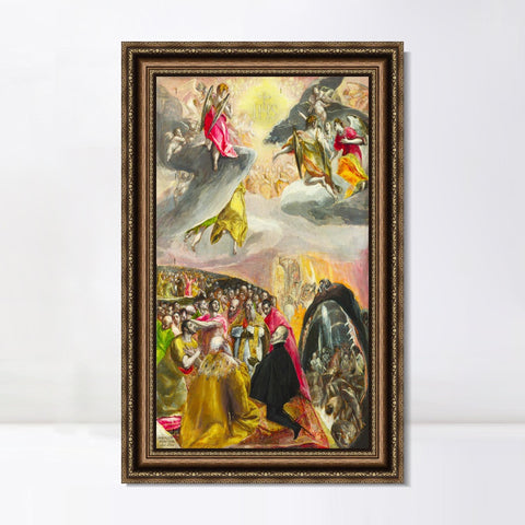 INVIN ART Framed Canvas Art Giclee Print The Adoration of The Name of Jesus Poster by El Greco Wall Art Living Room Home Office Decorations