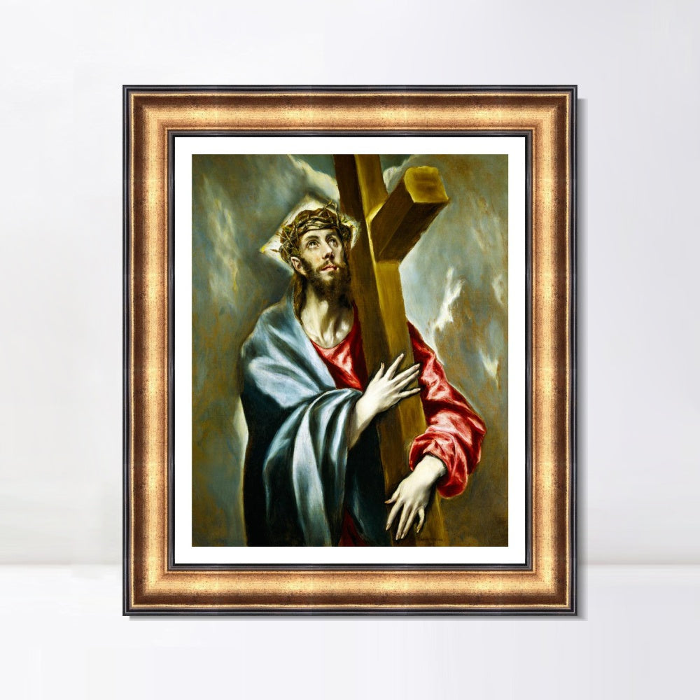 INVIN ART Framed Canvas Art Giclee Print Christ Carrying The Cross by El Greco Wall Art