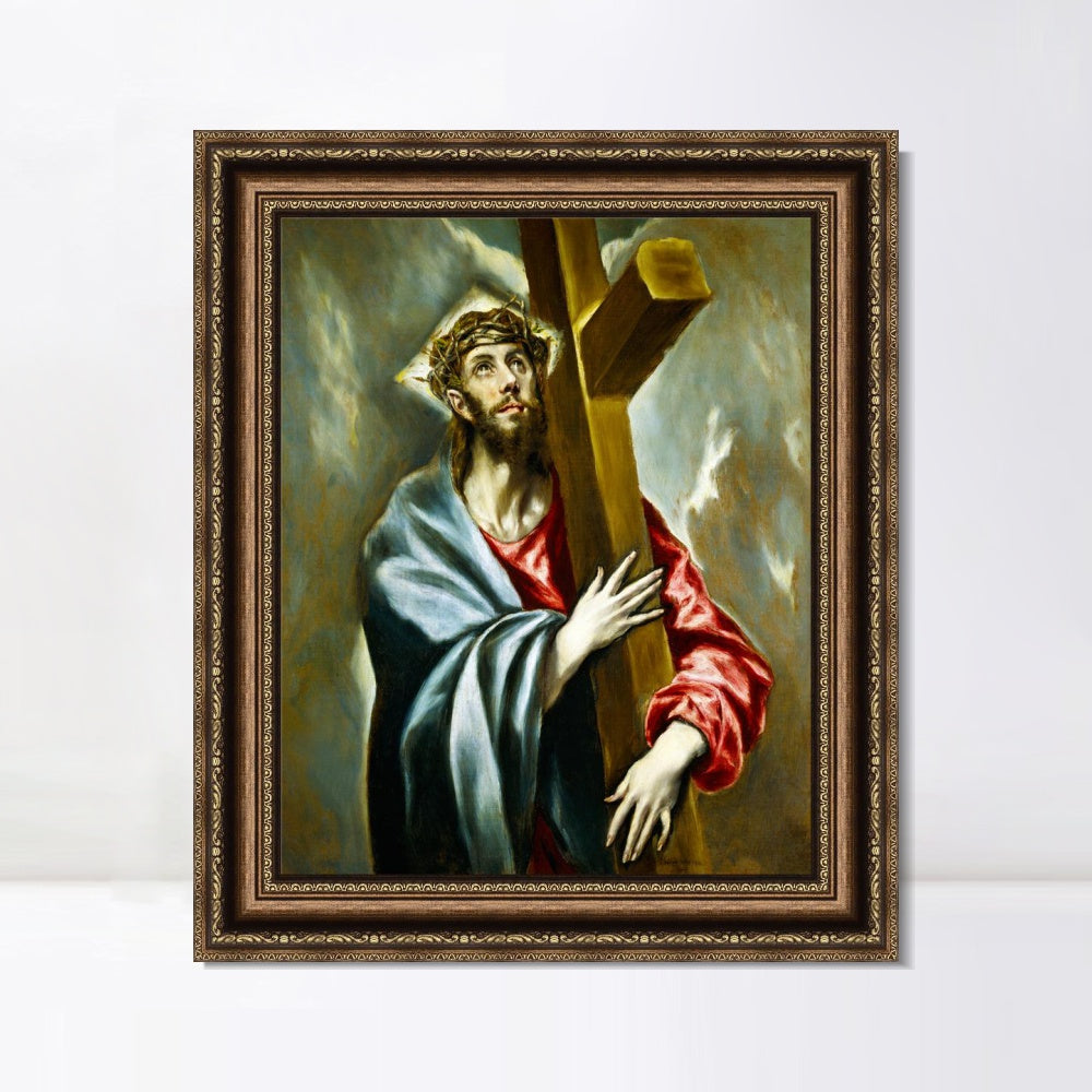 INVIN ART Framed Canvas Art Giclee Print Christ Carrying The Cross by El Greco Wall Art