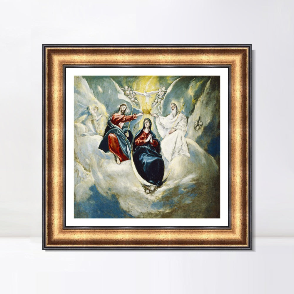 INVIN ART Framed Canvas Art Giclee Print La Coronaci篓庐n De La Virgen by El Greco Wall Art