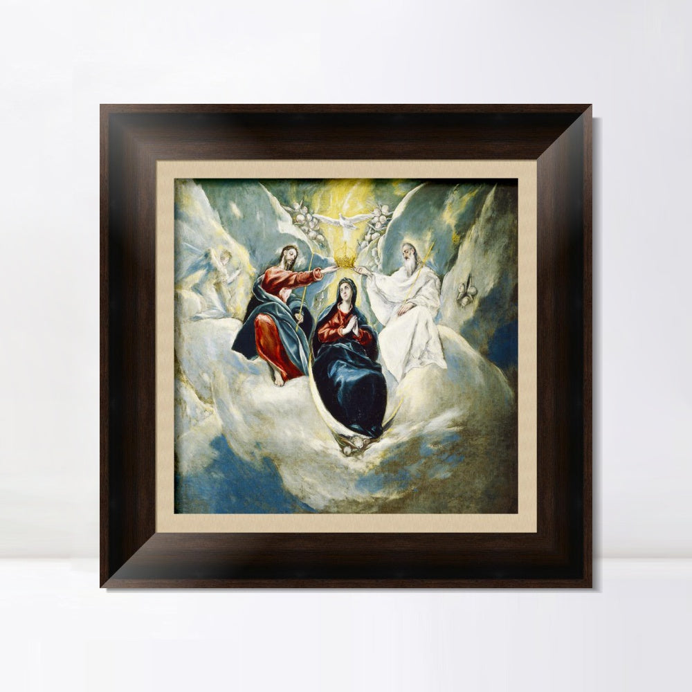 INVIN ART Framed Canvas Art Giclee Print La Coronaci篓庐n De La Virgen by El Greco Wall Art